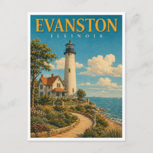 Evanston Illinois Grosse Point GeoSaga Postkarte