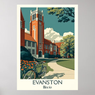 Evanston Illinois Vintage Universität Campo Poster