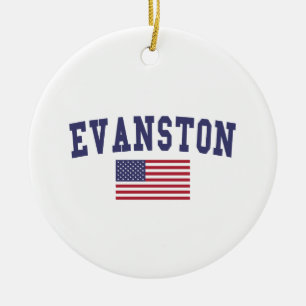 Evanston US Flag Keramikornament