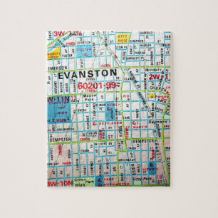 EVANSTON, Vintage Karte IL Puzzle