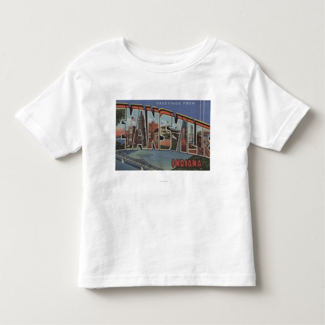 Evansville, Indiana - große Buchstabe-Szenen Kleinkind T-shirt (Vorderseite)