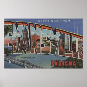 Evansville, Indiana - große Buchstabe-Szenen Poster