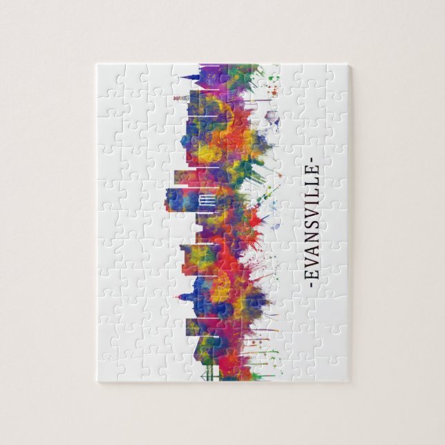 Evansville Indiana Skyline Puzzle (Vertikal)