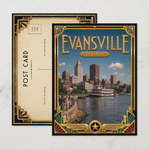 Evansville Indiana Vintage Art Deco Golden Age Postkarte