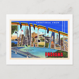 Evansville Indiana Vintage Large Letter Postcard Postkarte