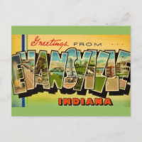 Evansville Indiana Vintage-Postkarte