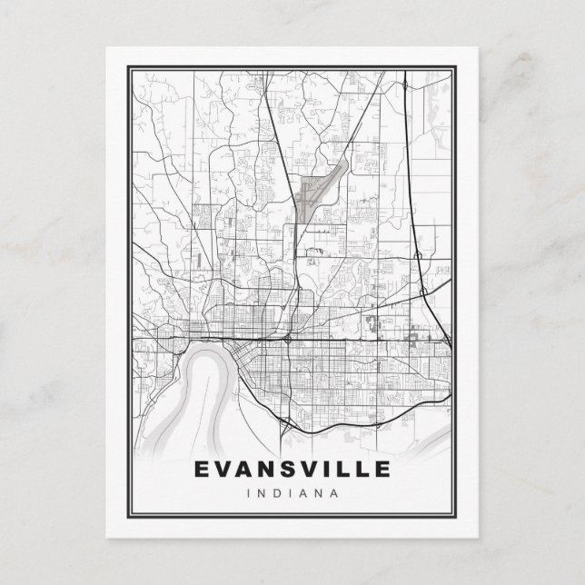 Evansville Map Postkarte (Vorderseite)