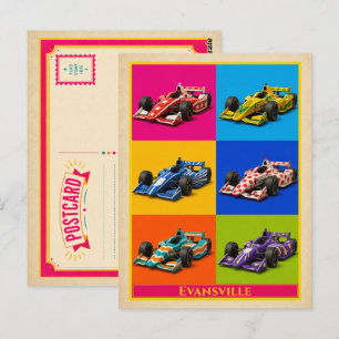 Evansville Postkarte Indiana Rennwagen Vintage Pop