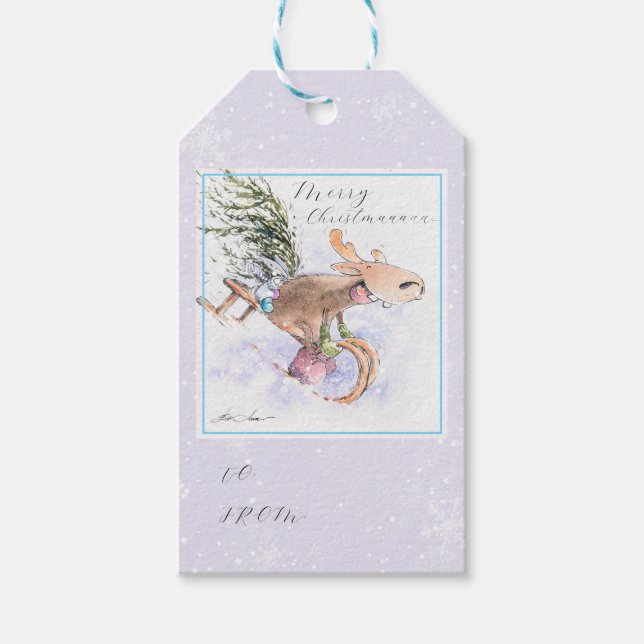 EVE bemalt Weihnachtsbaum Rentier und sonnig Geschenkanhänger (Vorderseite)