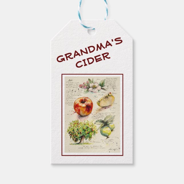 EVE Gemäldete Apfelillustrierung Weinetikett Geschenkanhänger (Vorderseite)