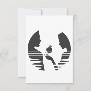 Eve gibt einen Apfel an Adam, schwarze Version 1/3 Dankeskarte