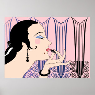 Eve, Kunst-Deko-Dame im Rosa und im Blau Poster