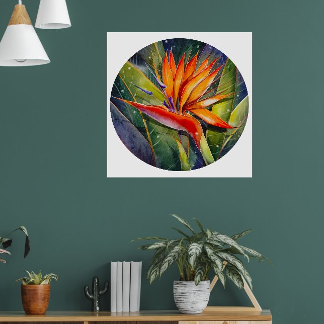 EVE Painted Strelitzia Blume Zeichen Poster (Wohnzimmer 1)