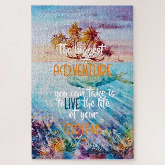 Eve Painted Tropical Island Whale Puzzle (Vertikal)