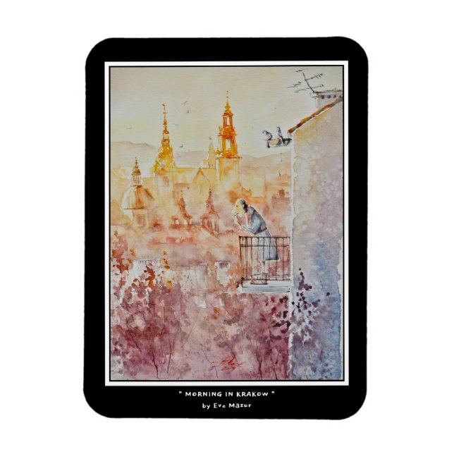 EVE Painting Morning in Krakau, Polen Foto Print Magnet (Vertikal)