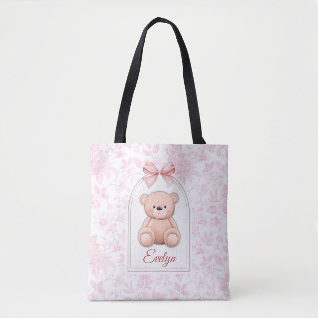 Evelyn | Benutzerdefiniertes rosa Teddy-Bär-Kinder (Vorderseite)