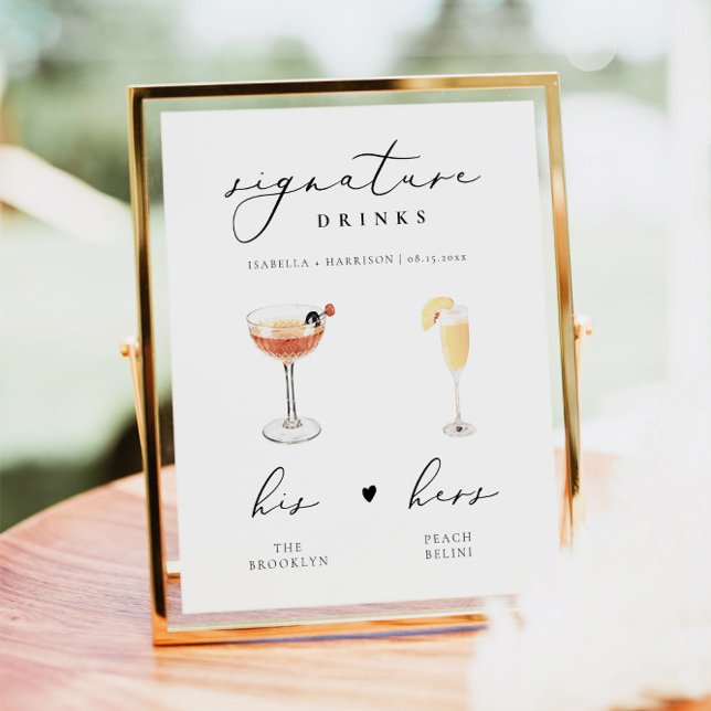 EVELYN Calligraphy Signature Drink Wedding Bar Poster (Von Creator hochgeladen)