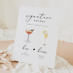 EVELYN Calligraphy Signature Drink Wedding Bar Sockelschild