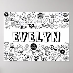'EVELYN' Color-it-Yourself-Kontur-Design Poster