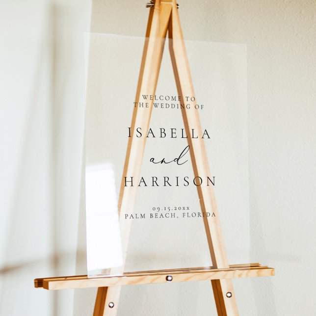 EVELYN Elegant Calligraphy Modern Wedding Willkomm Acrylschild (Von Creator hochgeladen)