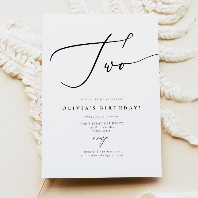 EVELYN Elegant Calligraphy Script 2. Birthday Inv Einladung (Von Creator hochgeladen)