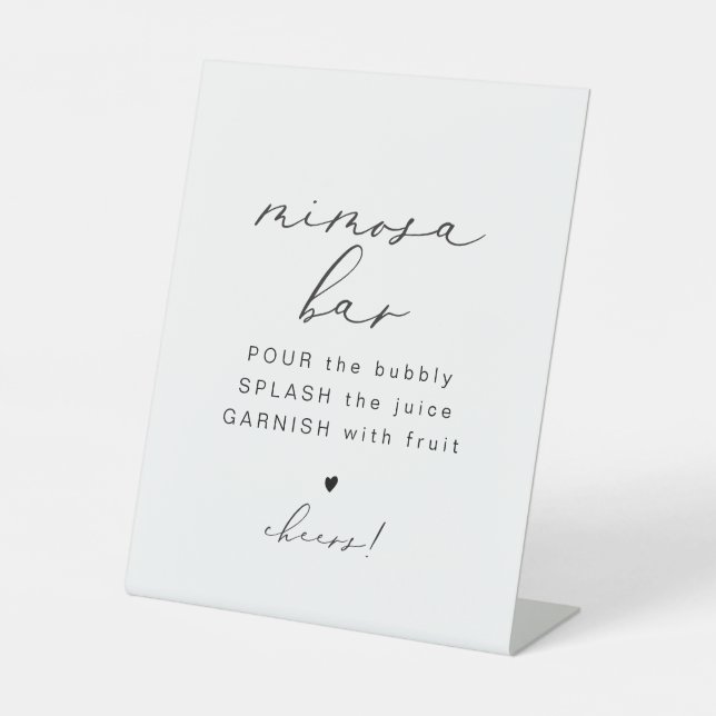 EVELYN Elegante Calligraphy Mimosa Bar Sign Sockelschild (Vorderseite)