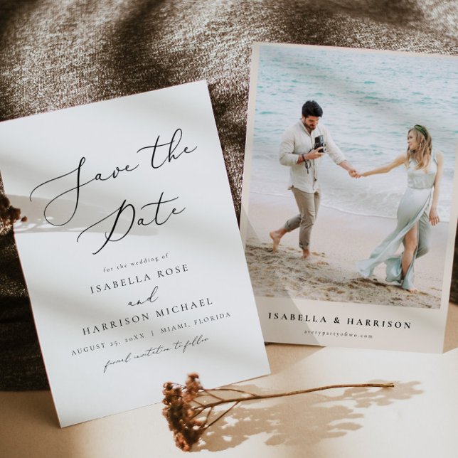 EVELYN Elegante Kalligrafie-Skript Save the Date Einladung (Von Creator hochgeladen)