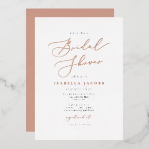 EVELYN Elegante Script Rose Gold Foil Brautparty Folieneinladung