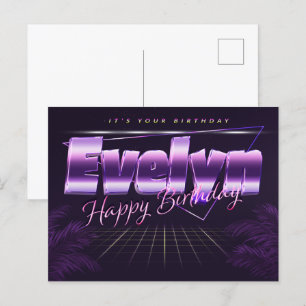 Evelyn Name Vorname lila Postkarte Geburtstag