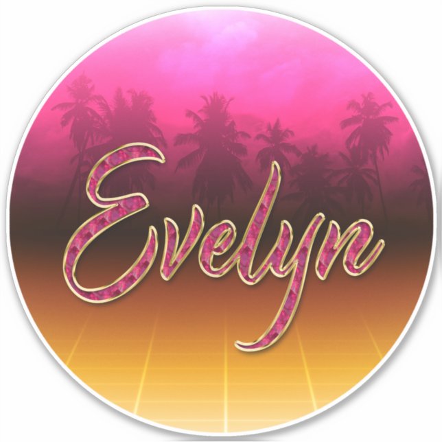 Evelyn Vorname Name golden pink Aufkleber Sticker (Vorderseite)