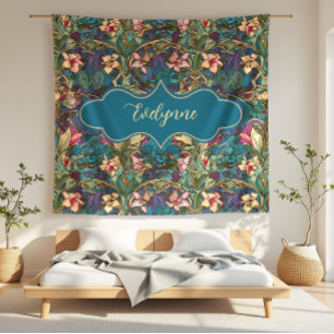 Evelynne Art Nouveau Schmuckfarbene Blüten Fleecedecke