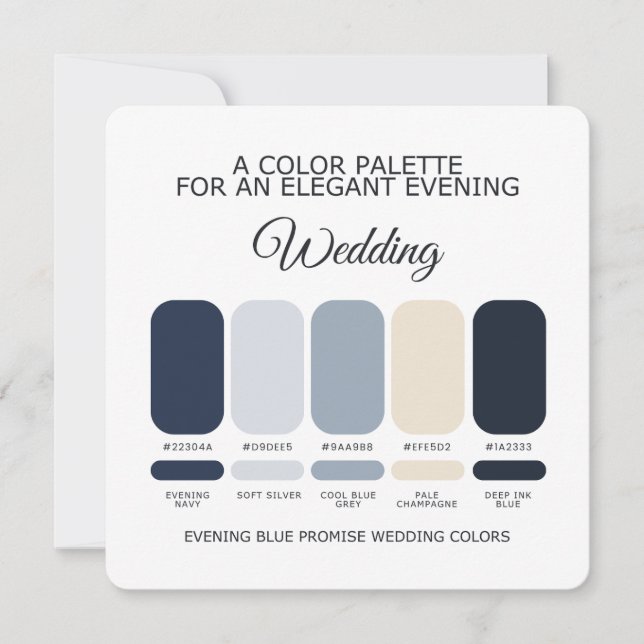 Evening Blue Wedding Color Palette Elegant Wedding Einladung (Vorderseite)
