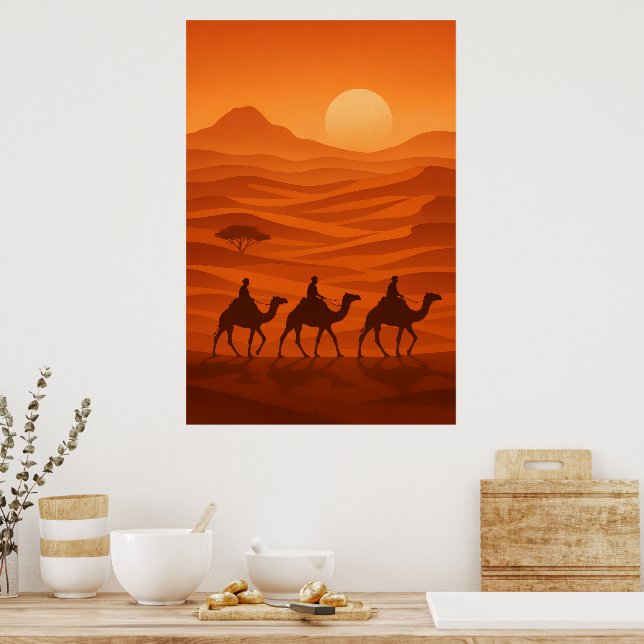 "Evening Caravan | Desert Silhouette Wall Art Poster (Küche)
