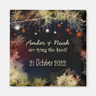 Evening Garden String Lights Wedding Save the Date Magnet