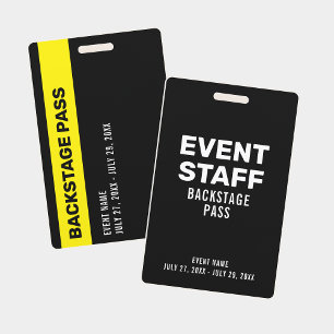 Event Backstage Pass Event Staff Schwarzes ID-Abze Ausweis