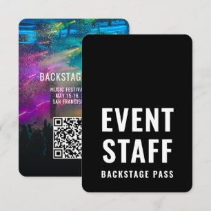 Event Backstage Pass QR Code ID Abzeichen 3.5" x 5 Einladung