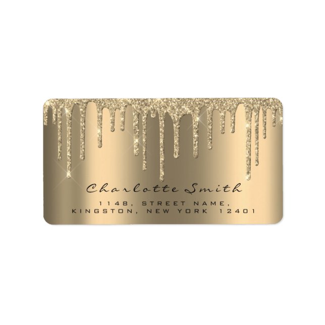Event Bridal Rücksendeadresse Tropfen Gold UAWG Sp Adressaufkleber (Vorne)