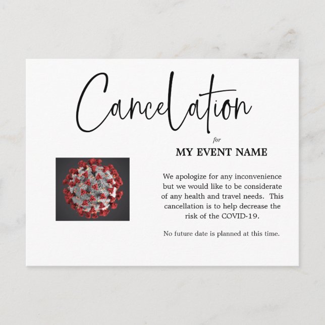 Event Cancelation Postcard COVID-19 Postkarte (Vorderseite)
