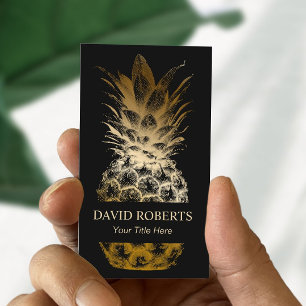 Event Catering Moderne Black & Gold Ananas Visitenkarte