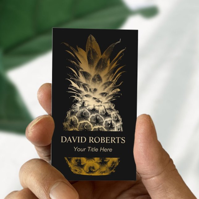 Event Catering Moderne Black & Gold Ananas Visitenkarte (Von Creator hochgeladen)