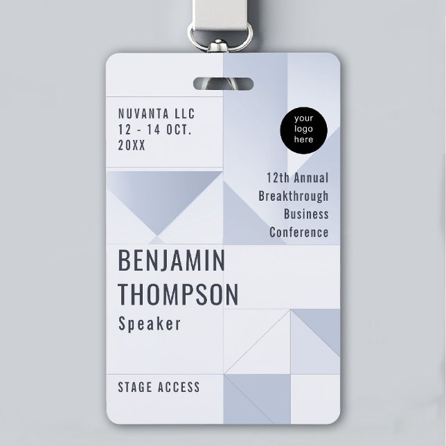 Event Conference Business Corporate Blue ID Name Ausweis (event badge lanyard template business corporate conference geometric blue modern professional)