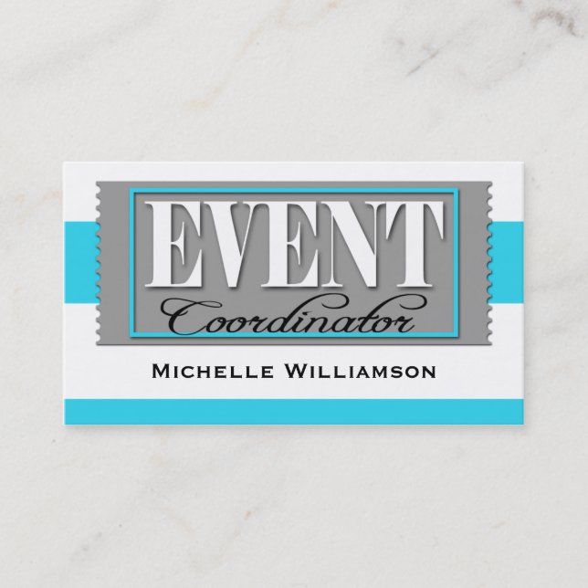Event Coordinator Ticket Aqua Blue Business Cards (Vorderseite)