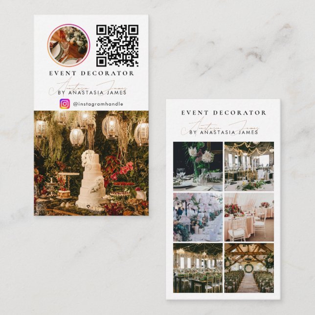 Event Decorator Photo Feed Social Media QR Code Visitenkarte (Vorne/Hinten)