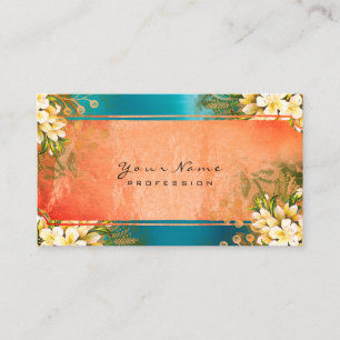 Event Floral Mintgrün Korallenblau Rosen Gold Visitenkarte