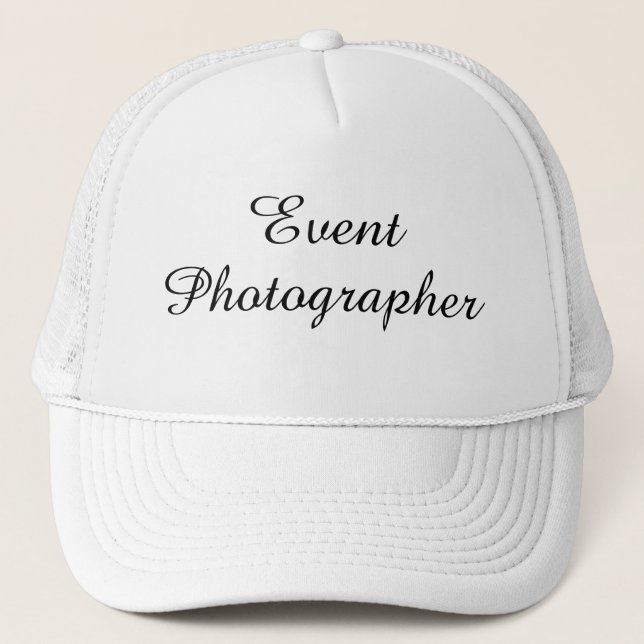 "Event Fotograf"-Hut Truckerkappe (Vorderseite)