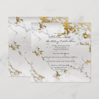 Event Geburtstag Schwarzes Gold Gray Marmor Minima Einladung