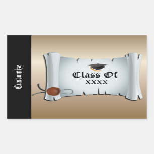 Event-Gold-Stickers für personalisierte Abschluss- Rechteckiger Aufkleber