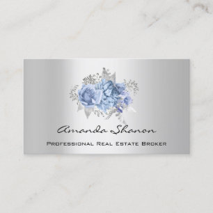 Event-Hochzeitsplaner Floral Blue GrayLogo QRCODE Visitenkarte