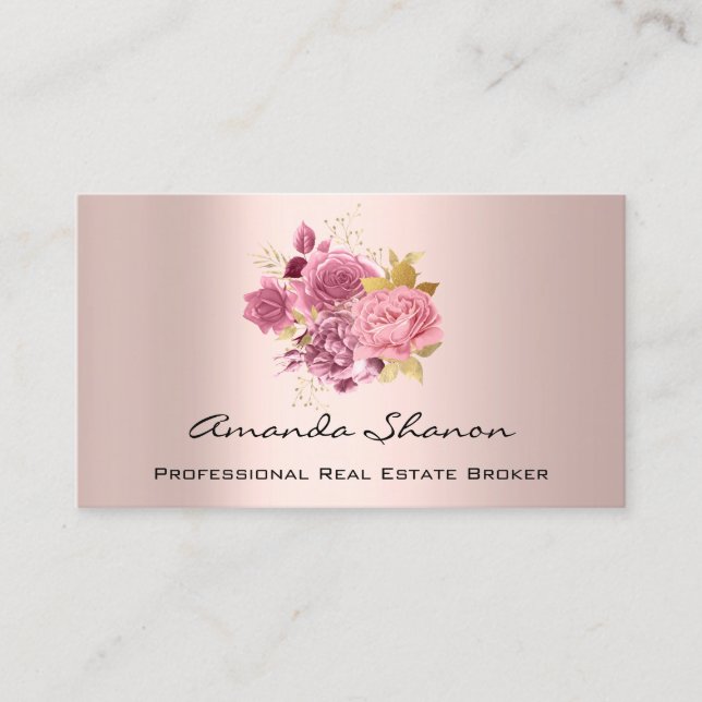 Event Hochzeitsplaner Floral Pink Logo QR CODE Visitenkarte (Vorderseite)