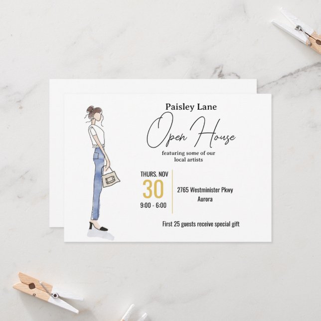 Event Invitation for open house or other Einladung (Vorderseite/Rückseite Beispiel)